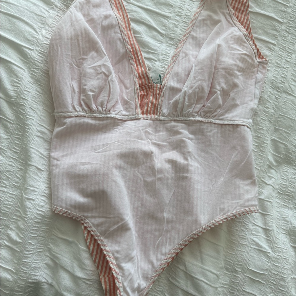 ASOS Pink Striped One Piece Swimsuit - Picture 7 of 7